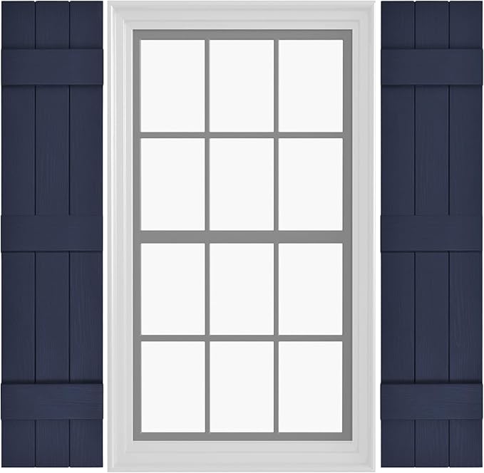 Board & Batten Vinyl Shutters (1 Pair) | 11"x55" (3-Board) - Navy Night Sky | Exterior Window Shutters | Includes Mounting Hardware | Simple Installation | Made in USA