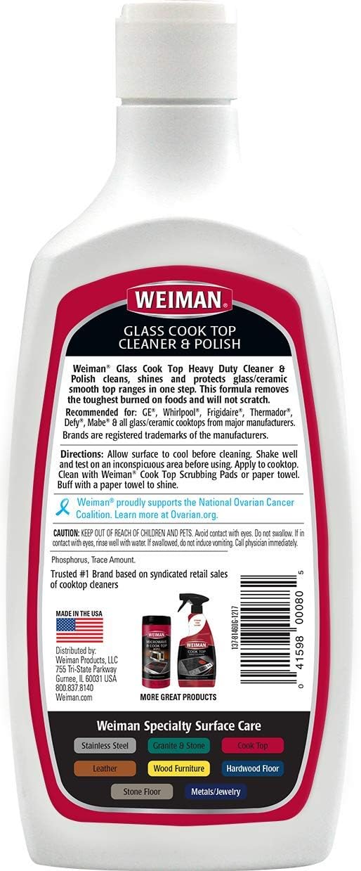 Weiman Stainless Steel Cleaner & Cooktop Heavy Duty Polish - Powerful Appliance Kitchen Cleaning Kit