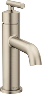 Moen Gibson Brushed Nickel One-Handle Single Hole Modern Bathroom Sink Faucet with Optional Deckplate, 6145BN