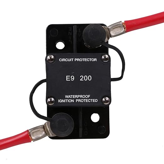 Hi-Amp 3/8“ Studs 200A Circuit Breaker Auto Reset No Switch Button for Marine Boat, Car Audio, Solar System, Battery Protection 12V-32V DC IP67