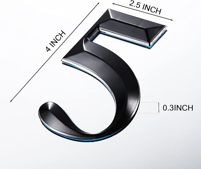 Jetec 10 Pcs House Numbers 3D Door Mailbox Numbers 0-9 Self Adhesive House Door Street Address Stickers for, Apartment, Office, Hotel Room, Mailbox Signs(4 x 2.5 Inches,Black)