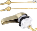 iFealClear 2 Pack Polished Gold Toilet Handle Replacement Kit, Universal Front Mount Toilet Tank Flush Lever Replacement, Solid Brass Toilet Trip Lever Fits Most Toilets, Gold Finish