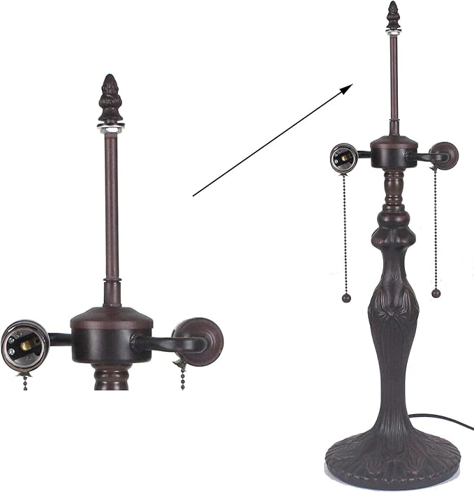 Bieye SS026 Lampshade Support with Finial for Tiffany Style Stained Glass Floor Lamp Table Lamp (G3/8 115mm Waterdrop)