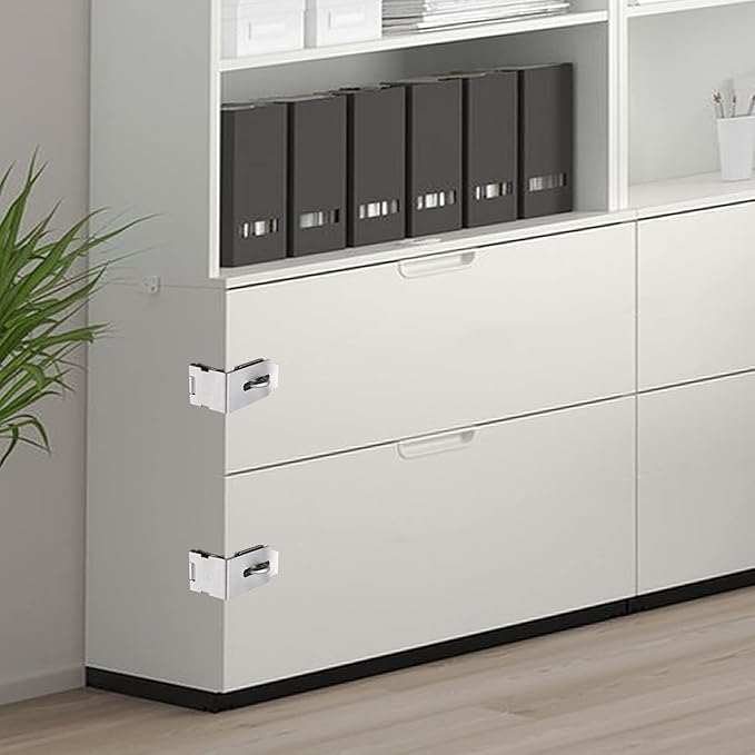 Hasp Latch 3 Pack, 90 Degree Solid 304 Stainless Steel File Cabinet Lock Desk Drawer Lock, Safe Security Padlock Latch Hasp Lock for Personal Privacy