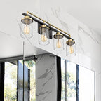 Emliviar Modern Bathroom Vanity Light - 4-Light Wall Lights for Bathroom, Black and Gold Finish with Clear Glass, YCE238B-4W BK+BG