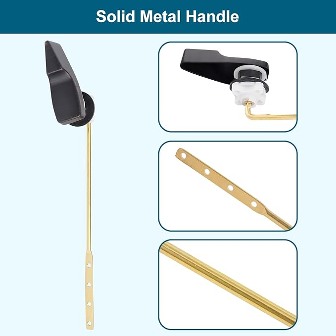 Hygie Rinse Front Mount Metal Toilet Handle Replacement Kit Compatible with American Standard/Mansfield/Gerber/TOTO/Kohler Toilet, Toilet Tank Flusher Lever with Flapper Chain, Oil-Rubbed Bronze