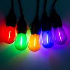 S14 Colored LED String Light Bulbs, 15 Pack 1 Watt Plastic Shatterproof LED Replacement Bulbs for Indoor Outdoor String Light, E26 Medium Base, Multi-Color: Red/Green/Blue/Purple/Orange