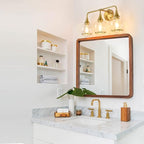 Gold Bathroom Vanity Light 3-Lights Bathroom Light Fixtures Over Mirror with Clear Glass Shade 22.4 inch Wall Sconce Lighting Bath(Exclude E26 Bulb)