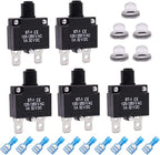 mxuteuk 5Pcs 5Amp Circuit Breakers Push Button Manual Reset 125/250V AC 32V DC,Overload Protector Switch Thermal Circuit Breakers with Quick Connect Terminals and Waterproof Button Caps ST1-5-5A