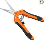 VIVOSUN 3-Pack 6.5 Inch Gardening Scissors Hand Pruner Pruning Shear with Straight Stainless Steel Blades Orange