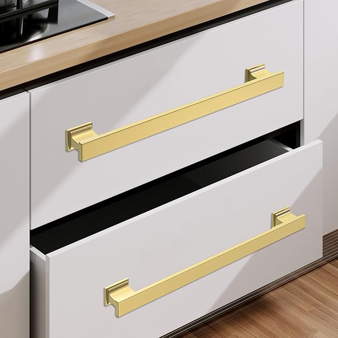 COTYKILEY 6 Pack 12.6 Inch(320mm) Brushed Gold Cabinet Handles Gold Kitchen Cabinet Pulls Cabinet Door Handles Kitchen Cabinet Hardware