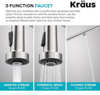 KRAUS Bolden 2-in-1 Commercial Style Pull Down Single Handle Water Filter Kitchen Faucet for Reverse Osmosis or Water Filtration System in Spot-Free Stainless Steel/Matte Black, KFF-1610SFSMB