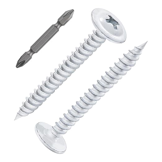 Wensilon(150 pcs)#8×1-1/2" Phillips Truss Head Wood Screws White Iron Quick Metal Self Tapping