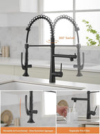 Matte Black Kitchen Faucet with Sprayer,AIMADI Commercial Single Handle One Hole Pull Down Sprayer Kitchen Faucets