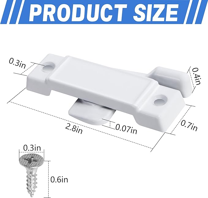 8 Pcs F2590 Windows Replacement Sash Lock-2-1/4'' Mounting Hole Centers Sash Lock with Screws-White Sash Lock for Vertical Sliding Windows Double Hung Windows