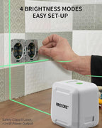 Firecore 82Ft Self Leveling Laser Level, Green Cross Line Laser Leveler Tool with Brightness Adjustment, Accurate Lazer Level for Picture Hanging Home Decoration,Battery Carry Pouch Included