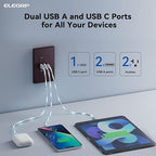 ELEGRP USB Outlets Receptacles, 3-Port Wall Outlet, 30W 6.0A Electrical Outlet, 15 Amp Tamper-Resistant Outlet with Type C Ports, UL Listed, Wall Plate Included, 10 Pack, Matte Brown