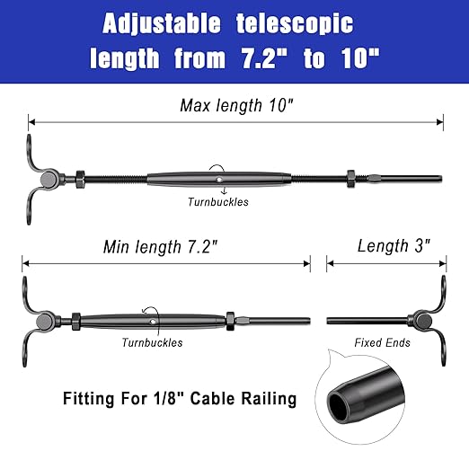 10-Pack Cable Railing Kit T316 Stainless Steel Adjustable Angle Cable Railing Hardware for Wood Posts, Black
