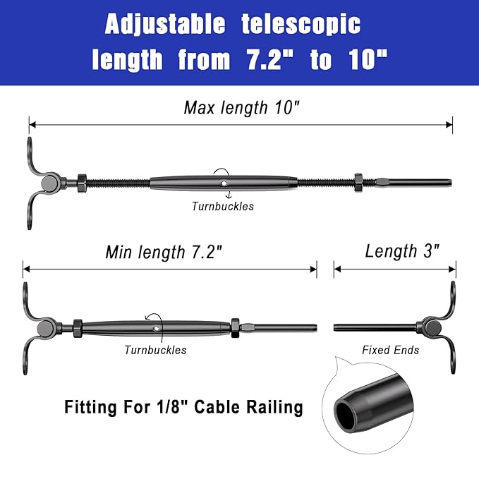 30-Pack Cable Railing Kit T316 Stainless Steel Adjustable Angle Cable Railing Hardware for Wood Posts,Black