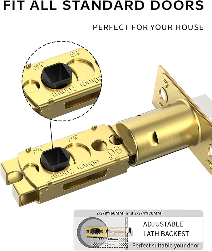 Asidrama 6 Pack Champagne Bronze Passage Door Handles, Door Lever with Door Knobs Indoor for Bedroom or Bathroom, Heavy Duty Door Handles Interior with Locks for Left Right Sided Doors