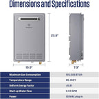 Westinghouse Natural Gas Tankless Water Heater Outdoor Installation Max 5.1 GPM 120,000 BTU, Temp Self Modulating Non Condensing High Efficiency Water Heater for House or Commercial, APOLO Performance
