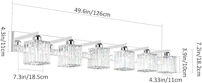 Aipsun Bathroom Vanity Light Fixtures 6 Light Chrome Vanity Light for Bathroom Crystal Vanity Lighting Fixtures (Exclude Bulb)
