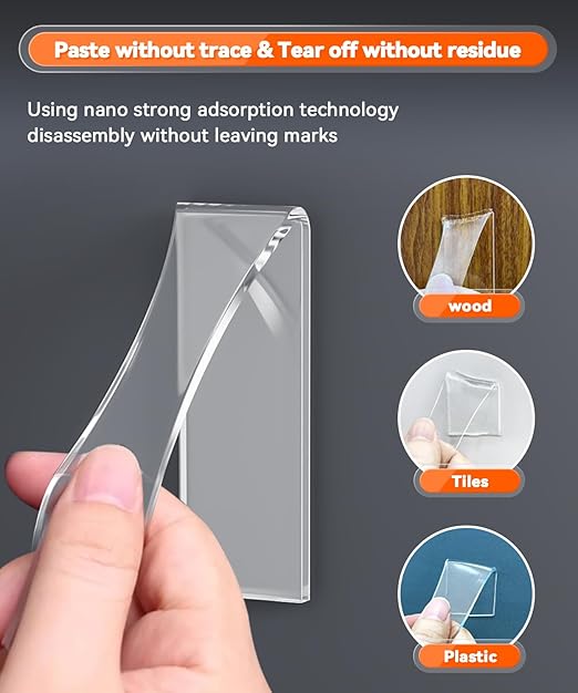 Strong Heavy Duty Double Sided Tape, 1.2" x 20FT Extra Large Clear & Tough Removable Nano Tape for Wall Hanging Strip Poster Deco Rug