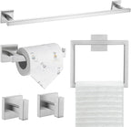 TQKAG 5-Piece Bathroom Hardware Set Brushed Nickel Classic Wall Mounted SUS304 Stainless Steel Bathroom Accessories Set 23.6" Towel Rack for Bathroom, Brushed Nickel