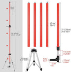 12Ft/3.7M Professional Telescoping Laser Level Pole with Tripod & Laser Mount - 1/4"-20 & 5/8"-11 Adapters, Adjustable Laser Pole Mount for Rotary/Line Lasers(Red)