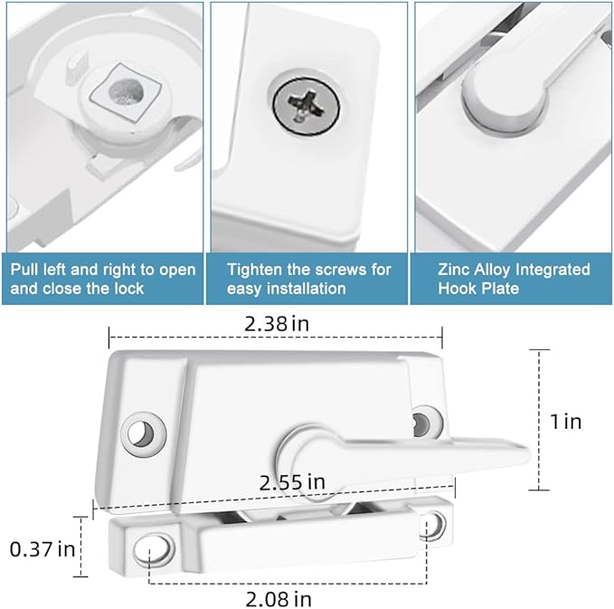 Metal Locks for Windows and Doors Window Sash Locks White ZUONAI 4 Pack Vinyl Window Sash Locks for Double Hung Window Latch Lock Replacement Security for Vertical and Horizontal Sliding Windows