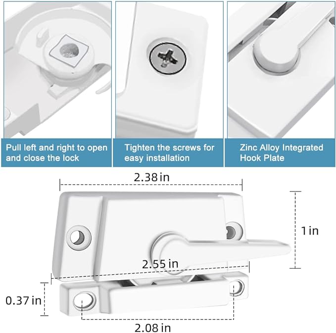 Sliding Window Sash Locks White ZUONAI 2 Pack Cam Sash Locks for Double Hung Window Latch Lock Security Vinyl Window Sash Lock and Keeper Replacement for Vertical and Horizontal Sliding Windows