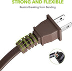 HBN Indoor Extension Cord 6ft 3 Pack Brown, 3 Outlets with Safety Cap Included, 2 Prong Polarized Plug, Perfect for Homes, Offices, and Kitchens