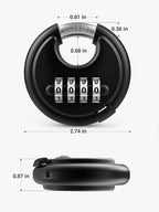 Puroma Combination Lock, 4 Digit Disc Padlock with Hardened Steel Shackle, Keyless Heavy Duty Combo Lock for Outdoor Sheds Fence, Gate Hasps, Storage Unit, School Gym Locker (2 Pack, ‎Black)