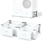 SKM 29" Washer & Dryer Pedestals with Drawer - 2 Pack Laundry Stand Raiser, 14.3" Height, Steel Construction, White