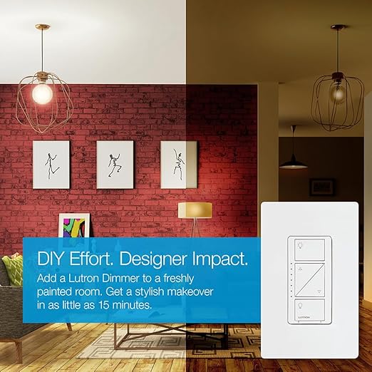 Lutron Caseta Original Smart Dimmer Switch (Lutron Smart Hub Required), for LED Lights, 150 Watt, Single-Pole/3-Way, No Neutral Required, PD-6WCL-LA, Light Almond