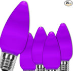 Wintergreen Lighting OptiCore 25 Count C9 Purple Smooth Finish LED Christmas Bulbs, Premium Heavy Duty E17 Base Outdoor Christmas Lights Replacement Bulb, Halloween Decorations
