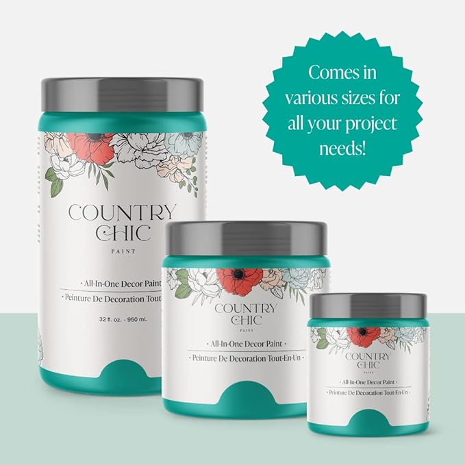 Country Chic All-in-One Chalk Paint for Furniture, Cabinets, Home Decor, Eco-Friendly, Matte Finish, Built-In Primer & Top Coat for Wood, Metal - Whoop-de-do (Bright Teal) - Pint 16 oz (475 ml)
