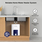 ThermoMate Mini Tank Water Heater Electric UL Listed, ES150B 1.3 Gallon Point of Use Under Sink Water Heater, 120V Corded Wall or Floor Mounted