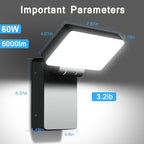 60W LED Flood Light Outdoor Wall Pack 5000K 360° Rotatable Head IP65 Waterproof 6000LM 85V-277V Commercial Flood Security Wall Mount Porch Lights for Indoor,Garage,Yard,Barn,Bedroom