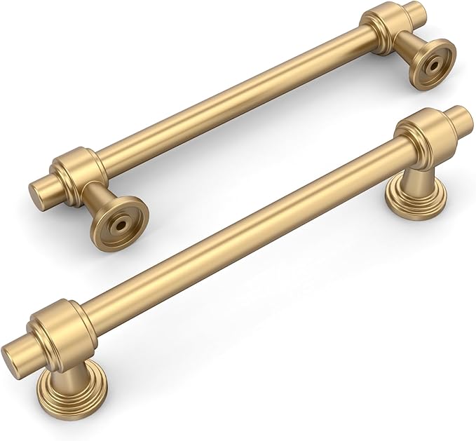 Amerdeco 10 Pack Champagne Bronze Cabinet Pulls 5 Inch(128mm) Hole Center Drawer Pulls Cabinet Hardware Kitchen Cabinet Handles for Bathroom Dresser Pulls ZH0069