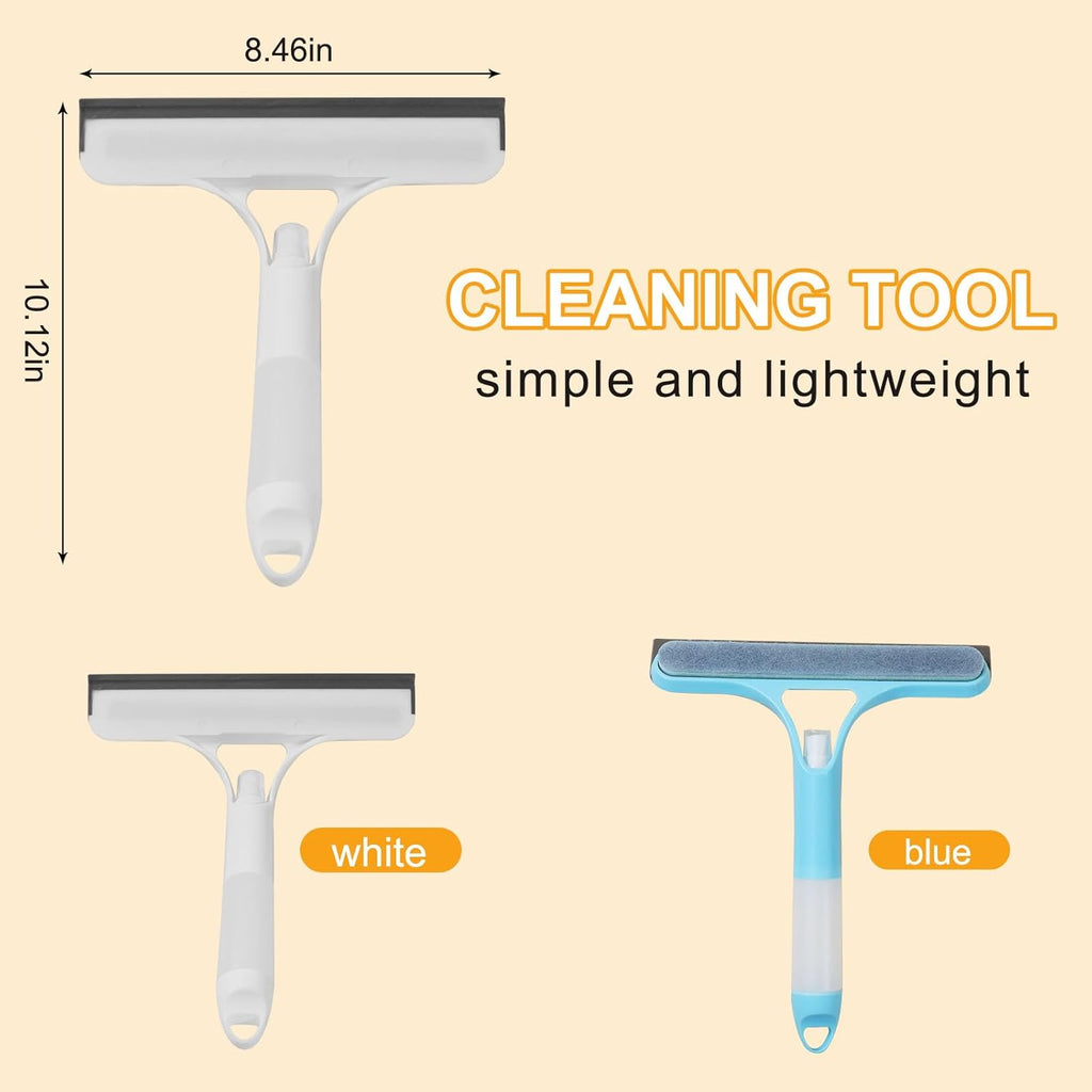 3 in 1 Window Cleaning Scraper with 2 Replaceable Cleaning Cotton Strips, 3 in 1 Spray Squeegee, Window Squeegee, Suitable for Cleaning Bathroom Glass, Mirrors, Car Windows (White)