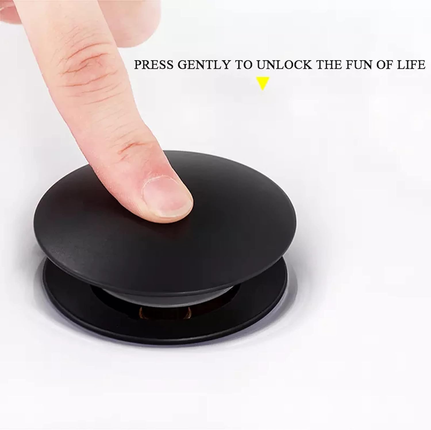 Bathroom Sink Drain,Drain Stopper Bathroom Sink Without Overflow,Pop Up Drain Assembly with Detachable Strainer Basket,Built-in Anti-Clogging Strainer,Stainless Steel Mattle Black