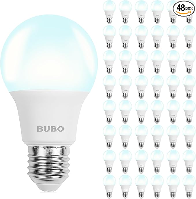 BUBO 48 Pack A19 LED Light Bulbs, 40 Watt Equivalent LED Bulbs, Daylight 5000K, 550 Lumens, E26 Standard Base, Non-Dimmable, 5W Daylight LED Bulbs for Bedroom Living Room Home Office