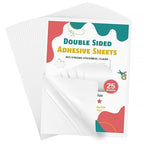 25 Sheets Clear Double Sided Adhesive Tape - Heavy Duty Sticky Crafts Tape Sheets for DIY Art, Tumbler Wrapping, Home Decoration, Scrapbooking (Strong & Removable)
