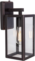 LIT-PaTH Dusk to Dawn Outdoor Wall Lantern, Wall Sconce as Porch Lighting Fixture, E26 Medium Base Max 60W, Anti-Rust Metal with Glass Shade, Oil Rubbed Bronze Finish, 1-Pack