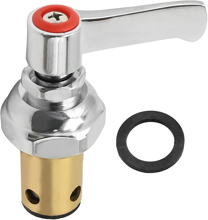 Anxingo 002714-40 Handle Stem Assembly, Replacement for T&S Faucets, Red Hot Side Spindle Assembly Valve Replacement Part