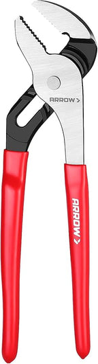 ARROW Groove Joint Pliers, 8" Adjustable Water Pump Pliers with 5 Jaw Positions, Serrated Jaws and Comfort Dip-grip Handle, Ideal for Plumbing Repair and Home Maintenance