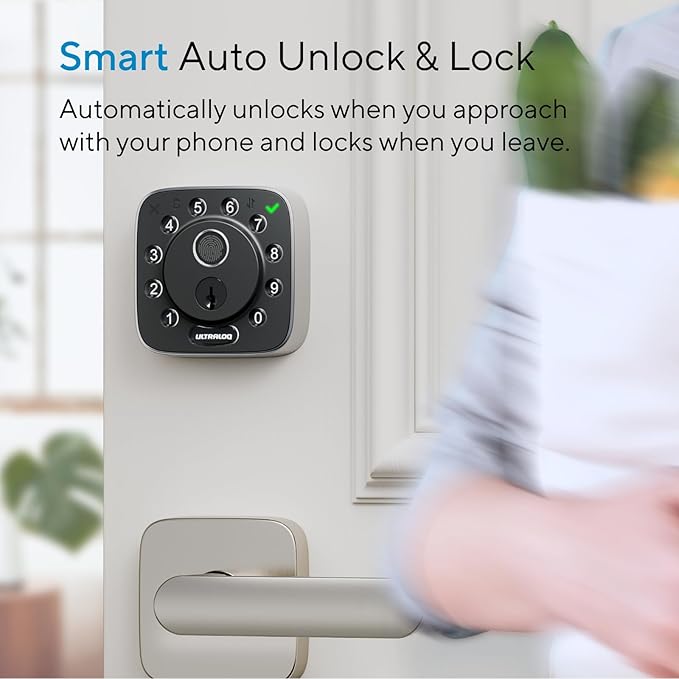 ULTRALOQ Bolt Fingerprint Smart Lock with Matter Over Thread, Works with Apple Home, Alexa, Google, SmartThings, Auto Lock Deadbolt, App Control, BHMA Certified, Easy Install, 1Year Battery