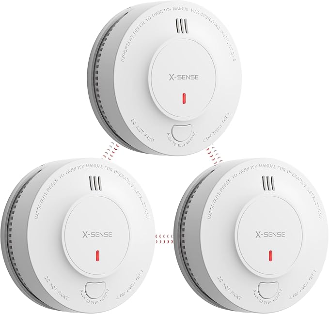 X-Sense 10-Year Battery Wireless Interconnected Smoke Detector Fire Alarm with Over 820 ft Transmission Range, SD19-W, 3-Pack