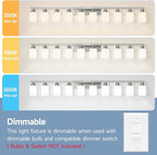 10-Light Bathroom Vanity Light Brushed Nickel,64.5in Vanity Lights with Square Frosted Glass,Modern Bathroom Wall Lights Fixtures Over Mirror,Wall Sconces Lighting for Bedroom Living Room,E26